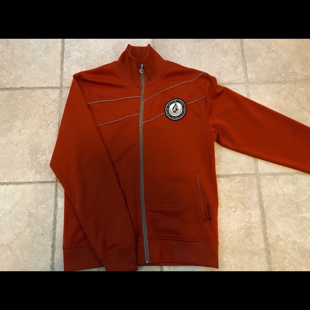 Mens volcom v-line orange sweater size Large